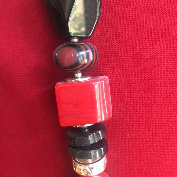 COPY - Chico’s red and black beaded necklace with silver - Picture 3 of 6